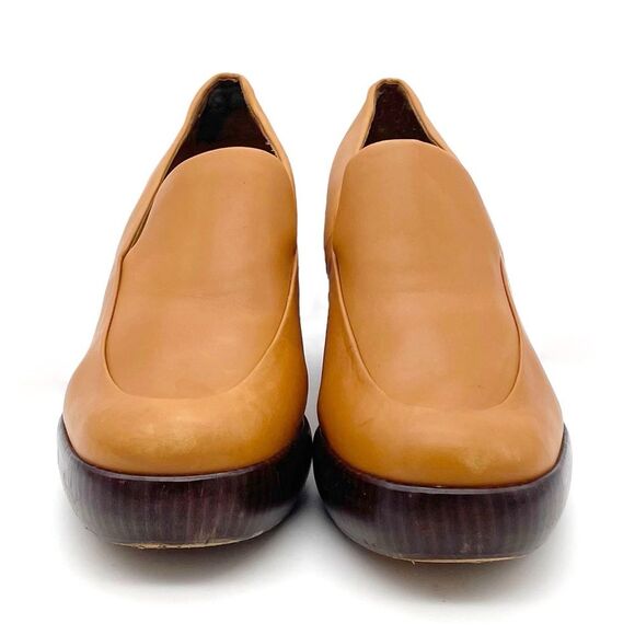 Vince Narissa High Heel Platform Clog Loafers in Cognac Tan Leather Size 8.5 - Picture 6 of 16